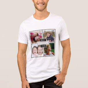 Anpassningsbar 4 Photo Collage Best Grandpa nånsin T Shirt