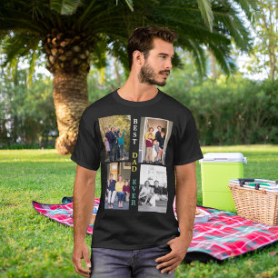 Anpassningsbar 4 Photo Collage Best Pappa All Fars T Shirt