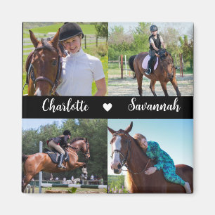 Anpassningsbar 4 Photos Collage Horse Namn Magnet