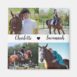 Anpassningsbar 4 Photos Collage Horse Namn Magnet