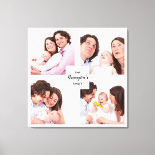 Anpassningsbar 4 Sektionsfamiljens fotokollage-kva Canvastryck