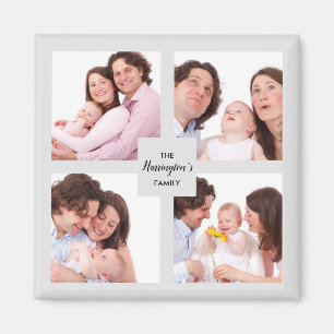 Anpassningsbar 4 Sektionsfamiljens fotokollage-kva Magnet