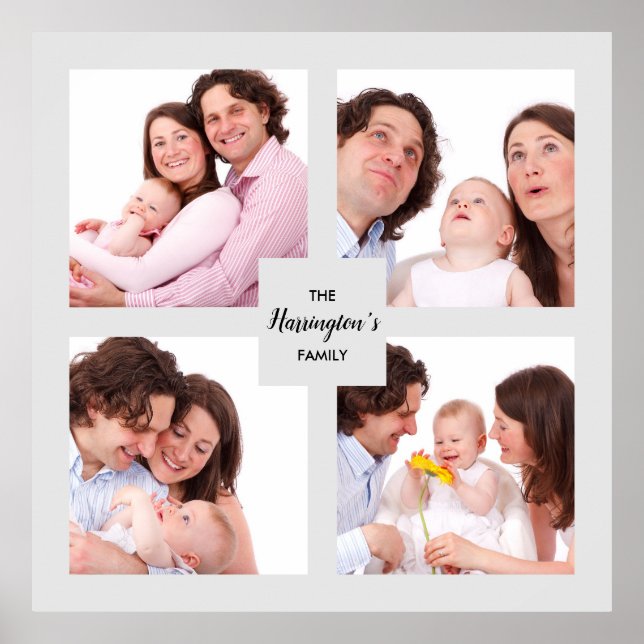 Anpassningsbar 4 Sektionsfamiljens fotokollage-kva Poster (Framsidan)