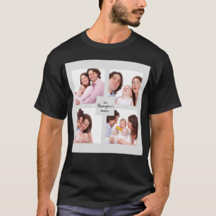 Anpassningsbar 4 Sektionsfamiljens fotokollage-kva T Shirt