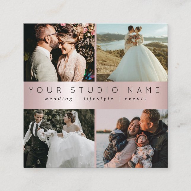 Anpassningsbar 4 Squ-kvadrat med foto- minimalistf Fyrkantigt Visitkort (Framsida)
