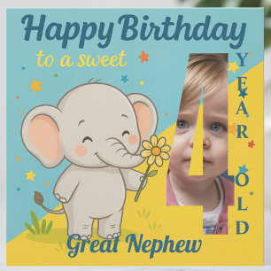 Anpassningsbar 4e födelsedagen Elephant Sweet your Kort