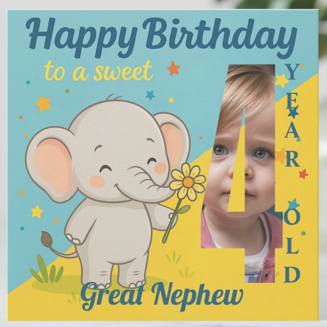 Anpassningsbar 4e födelsedagen Elephant Sweet your Kort (Skapare uppladdad)