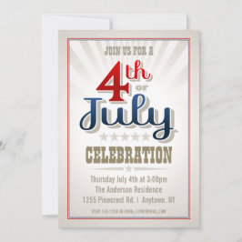 Anpassningsbar 4th av den Juli partyinbjudan Inbjudningar