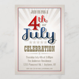 Anpassningsbar 4th av den Juli partyinbjudan Inbjudningar