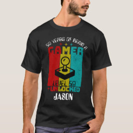 Anpassningsbar 50 år upp till nivå 50 Olåst födels T Shirt