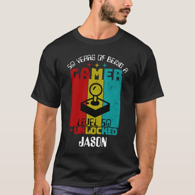 Anpassningsbar 50 år upp till nivå 50 Olåst födels T Shirt (Framsida)