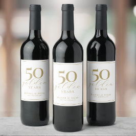 Anpassningsbar 50:e Bröllop-årsdagen Elegant Vinflaska Etikett
