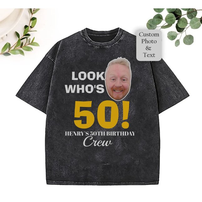 Anpassningsbar 50:e födelsedag Ansikte Photo T-Shi T Shirt (Skapare uppladdad)