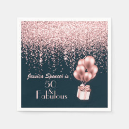 Anpassningsbar 50 & fantastisk roséguld 50-årsdag pappersservett