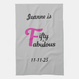 Anpassningsbar 50 och Fabulous Lycklig 50-födelsed Kökshandduk