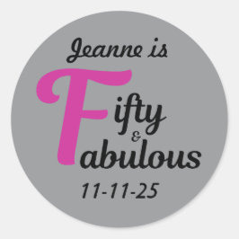 Anpassningsbar 50 och Fabulous Lycklig 50-födelsed Runt Klistermärke