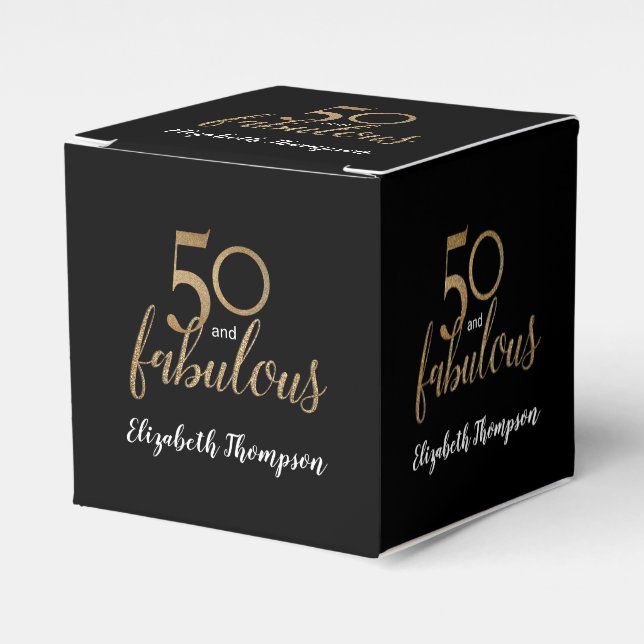Anpassningsbar 50 och fantastisk födelsedagskonfet presentaskar (Framsidan Sidan)