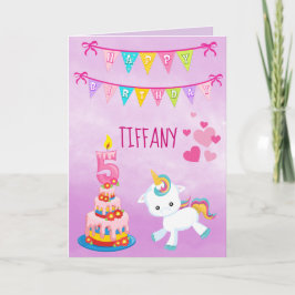 Anpassningsbar 5:e födelsedag Unicorn Kort