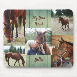 Anpassningsbar 5 Foto Collage Family Pet Horse Pad Musmatta