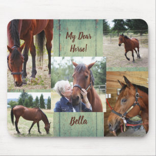 Anpassningsbar 5 Foto Collage Family Pet Horse Pad Musmatta