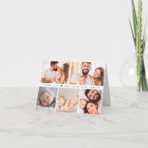 Anpassningsbar 5 Fotokollage Grid Baby-födsel Tack Kort