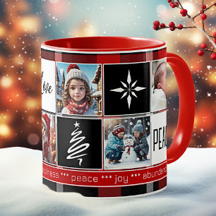 Anpassningsbar 5 Foton Black White Red Play-jul Kaffemugg