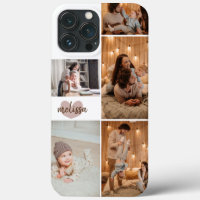 Anpassningsbar 5 Foton Cute Heart-skript Namn Whit