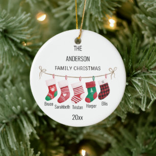 Anpassningsbar 5 Lager Namn och år jul - prydnadsf Julgransprydnad Keramik