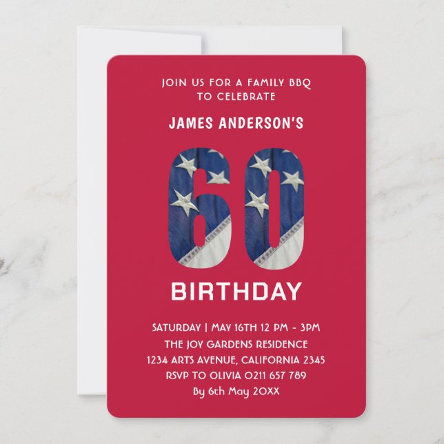 Anpassningsbar 60:e födelsedagsfamiljens BQ Party  Inbjudningar (Framsida)