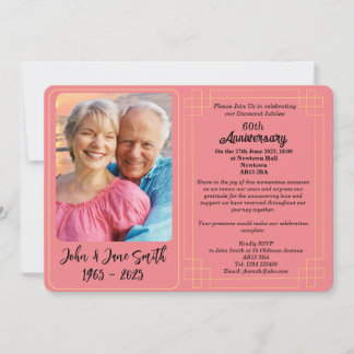 Anpassningsbar 60:e jubileumsinbjudan för diamante julkort