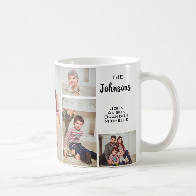 Anpassningsbar 6-familjens fotokollage kaffemugg (Höger)
