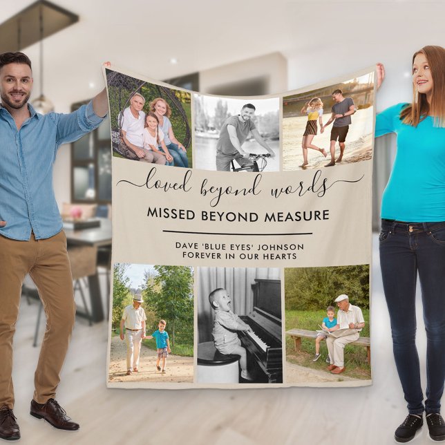 Anpassningsbar 6 Foto som lästs utanför Ord Beige Fleecefilt (Skapare uppladdad)