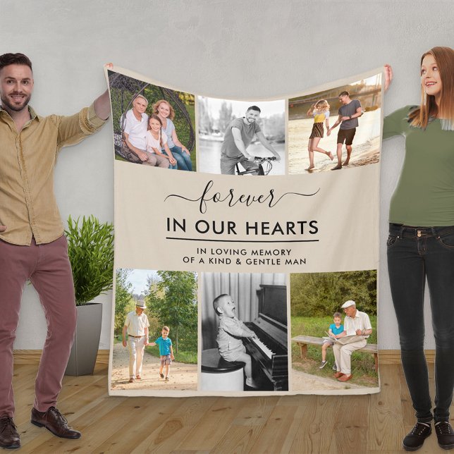 Anpassningsbar 6 fotoingång i Loving Memory Beige Fleecefilt (Skapare uppladdad)