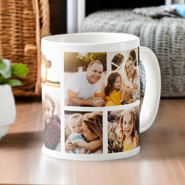 Anpassningsbar 6 Fotokollage - enkel modern Kaffemugg (Skapare uppladdad)