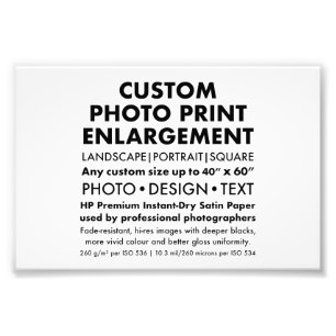 Anpassningsbar 6"x4" liggande fotoförstoring Skriv Fototryck