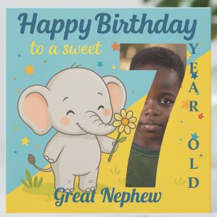 Anpassningsbar 7:e födelsedag Elephant Sweet your Kort