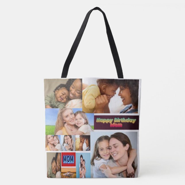 Anpassningsbar 7 Fotokollage Tote Bag Tygkasse (Framsida)