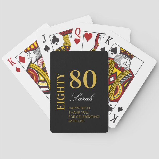 Anpassningsbar 80:e födelsedag Modern Chic Svarta  Casinokort (Baksidan)
