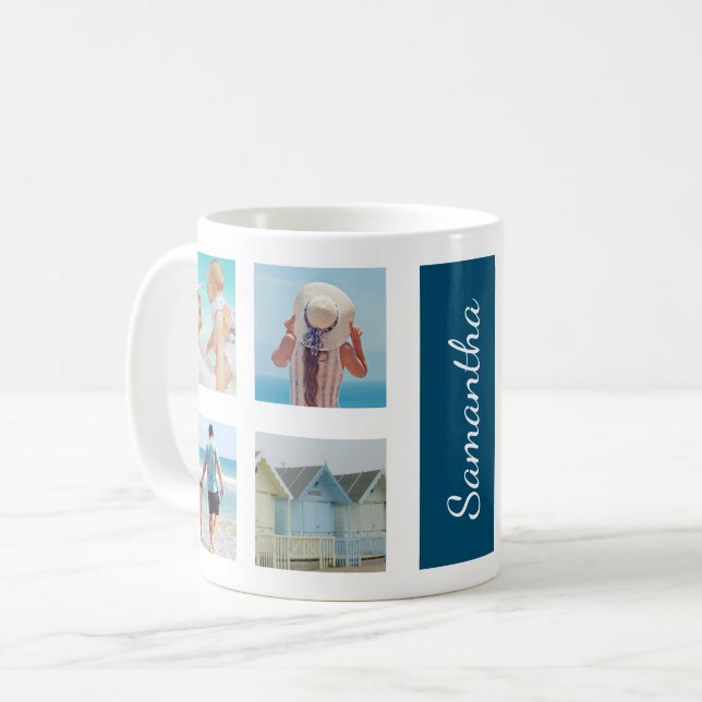 Anpassningsbar 8 Personligen Fäst fotofyrkanter Kaffemugg (Framsida vänster)