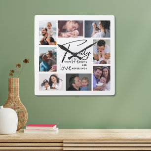 Anpassningsbar 8 Photo Collage Family Kärlek Quote Fyrkantig Klocka