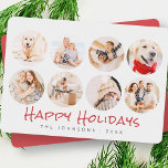 Anpassningsbar 8 Photos Modern Family & Pet Memori Julkort<br><div class="desc">Lägg till hund,  katt eller fågel,  familj och vänner med enkel ram.</div>