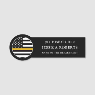 Anpassningsbar 911 Akut Dispatcher Thin Guld Line Namnbricka