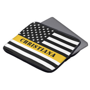 Anpassningsbar 911 Försändare USA flagga Thin Guld Laptop Fodral