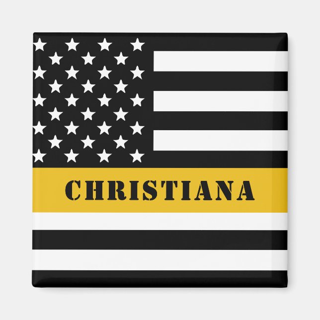 Anpassningsbar 911 Försändare USA flagga Thin Guld Magnet (Framsidan)