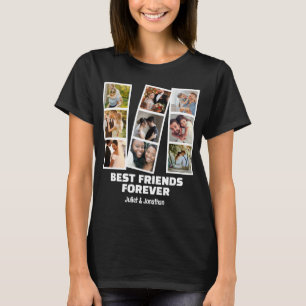 Anpassningsbar 9 Fotokollage & Namn Best Friend Fo T Shirt