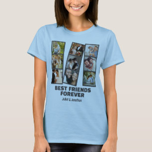 Anpassningsbar 9 Fotokollage & Namn Best Friend Fo T Shirt