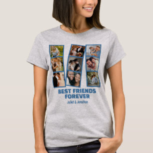 Anpassningsbar 9 Fotokollage & Namn Best Friend Fo T Shirt