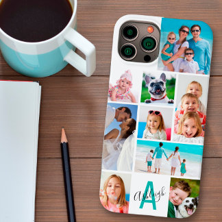 Anpassningsbar 9 Photo Collage Monogram Namn Ditt 