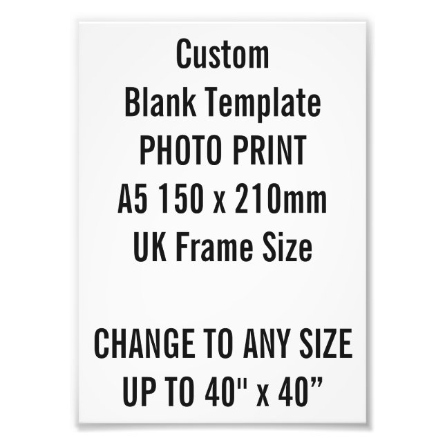 Anpassningsbar A5 Photo Print UK Ram Storlek Fototryck (Framsidan)