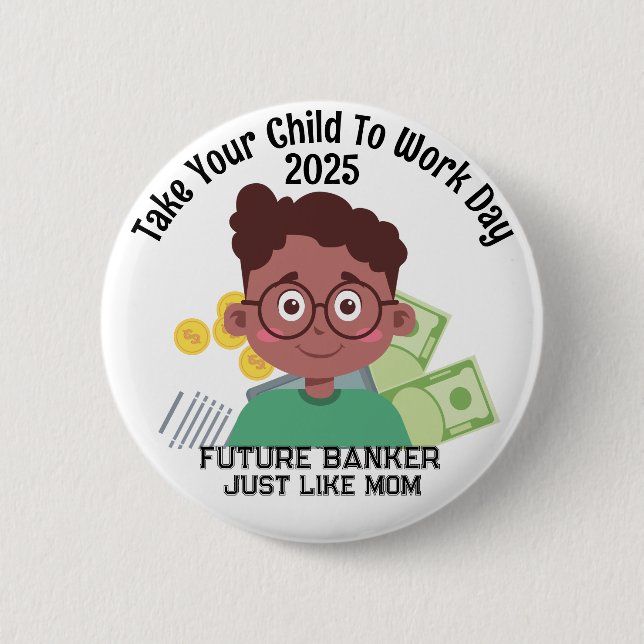 Anpassningsbar A Boy Banker får ditt barn att arbe Knapp (Framsida)